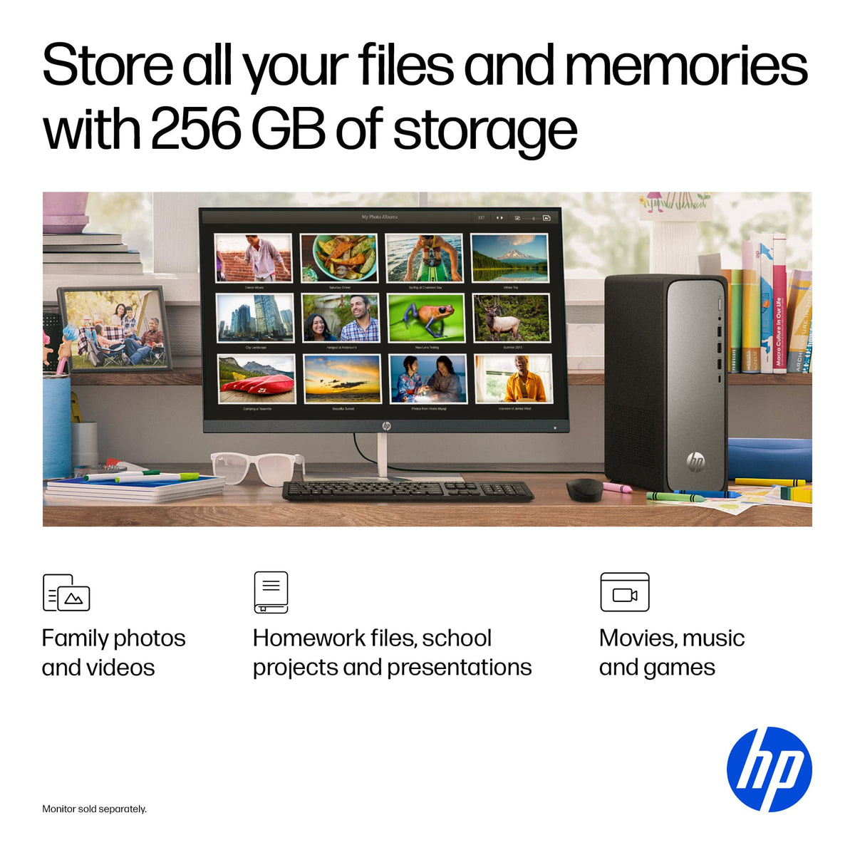 HP - OmniDesk Slim Desktop - Intel Core i3-13100 2023 - 8GB DDR5 Memory - 256GB SSD - Meteor Silver