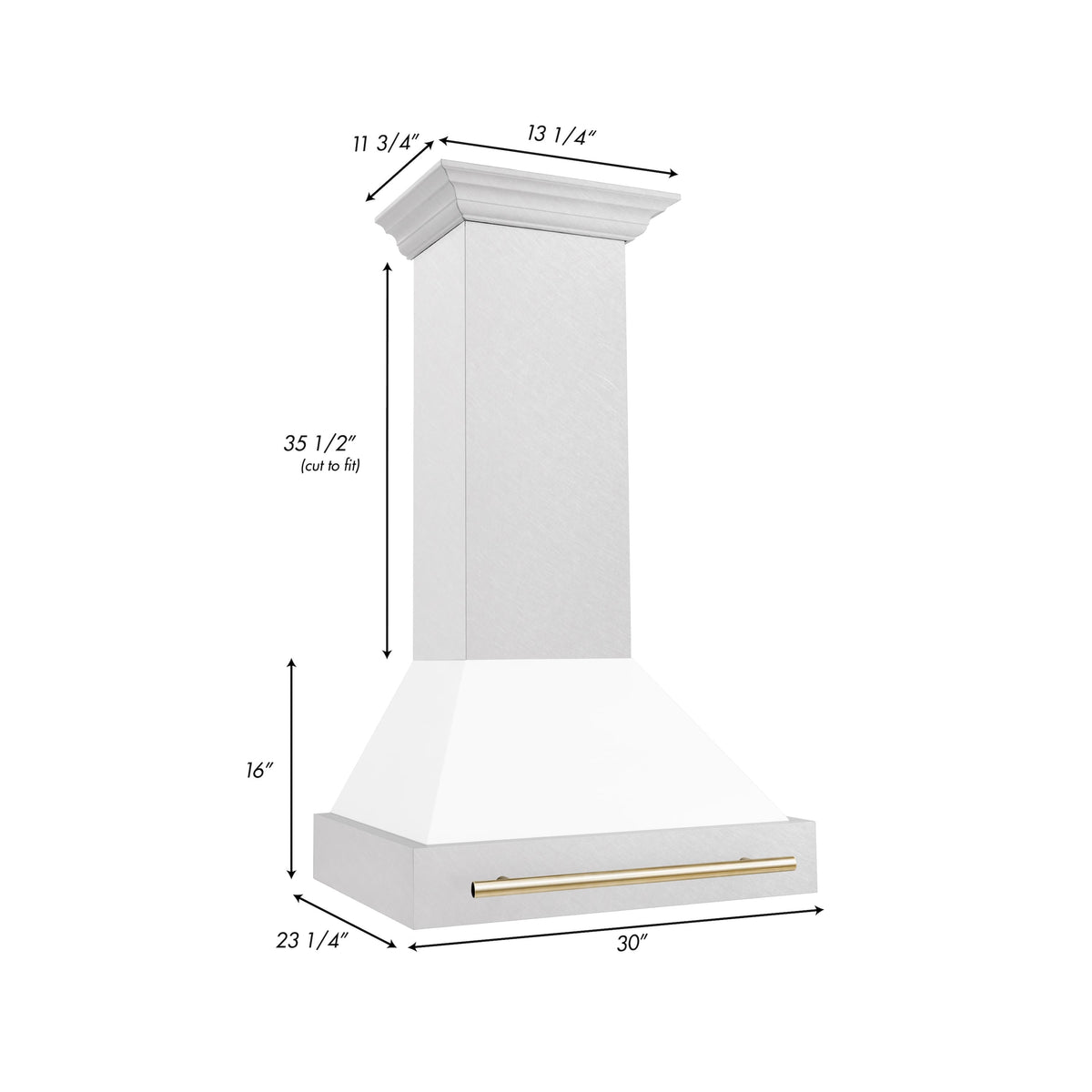 ZLINE Autograph Edition - 30 inches - Externally Vented - Wall Range Hood - Satin Stainless Steel with White Matte Shell