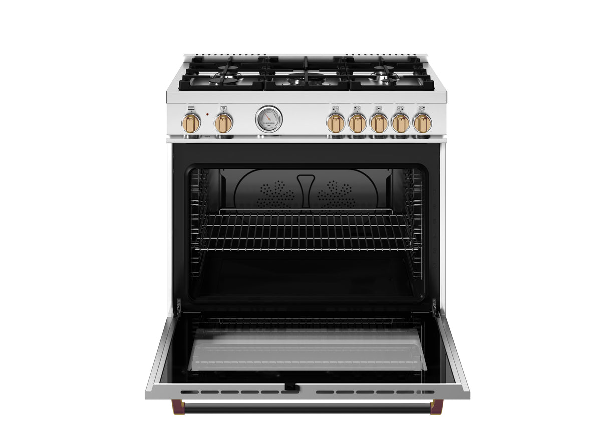 Bertazzoni - 36" Master Series Dual Fuel Range - Bianco Matt/Gold - White