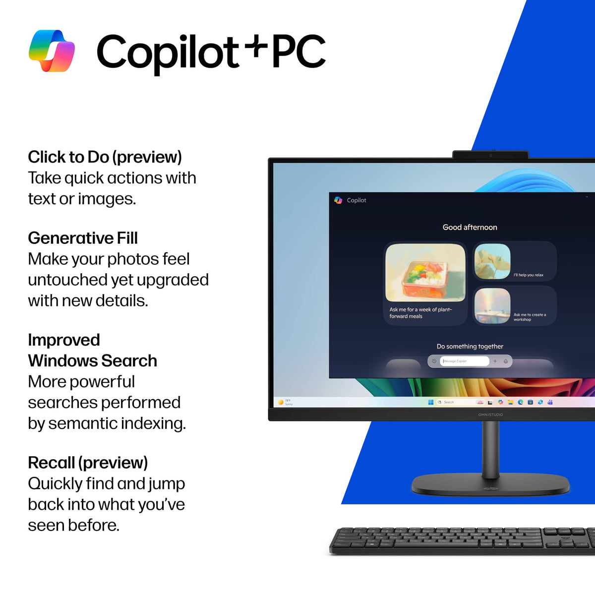 HP - OmniStudio 23.8" Full HD Touchscreen All-in-One w/ Adjustable Height - AMD Ryzen AI 5 - 16GB RAM - 512GB SSD - Copilot+ - Jet Black