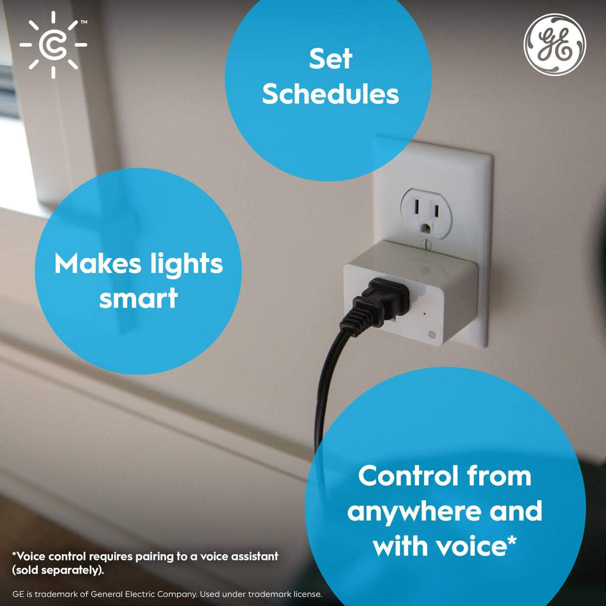 Cync - Indoor Smart Plug, Matter Compatible, Works with Alexa and Google Home - White