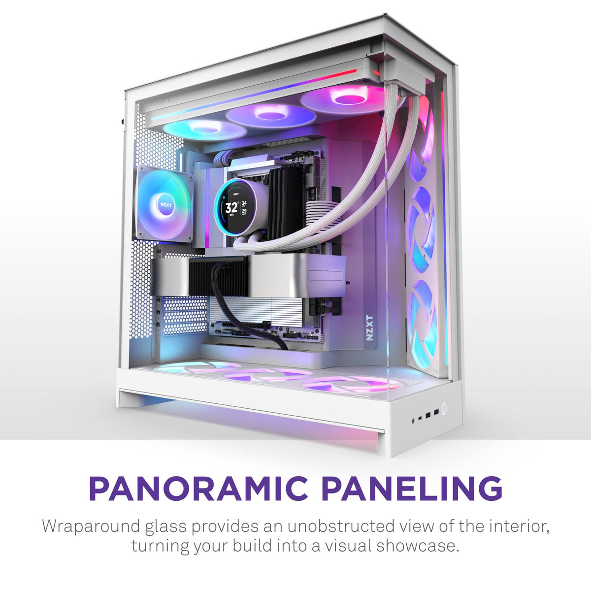NZXT - H9 Flow RGB 2025 ATX Mid-Tower Dual-Chamber PC Case - White