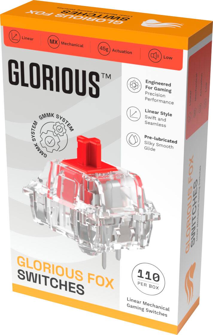 Glorious - Lubed Mechanical Keyboard 3-pin Hot Swappable Switches (110x) - Linear - Fox