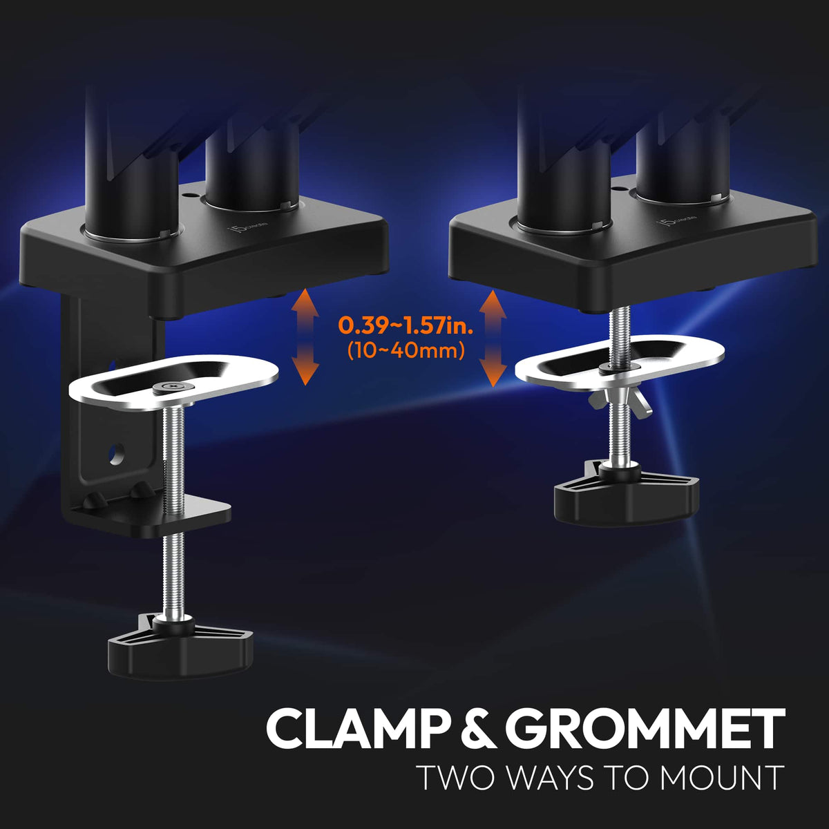 j5create - Ergonomic Dual Monitor Desk Mount for Most 17”-32” Monitors - Black