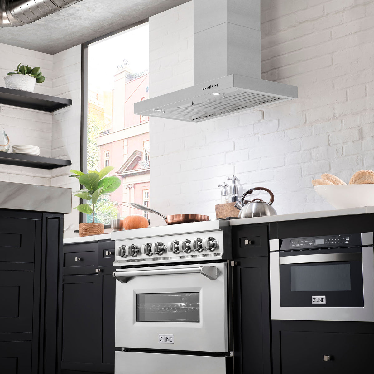 ZLINE - 36 inches - Externally Vented - Wall Range Hood - Brushed Stainless Steel