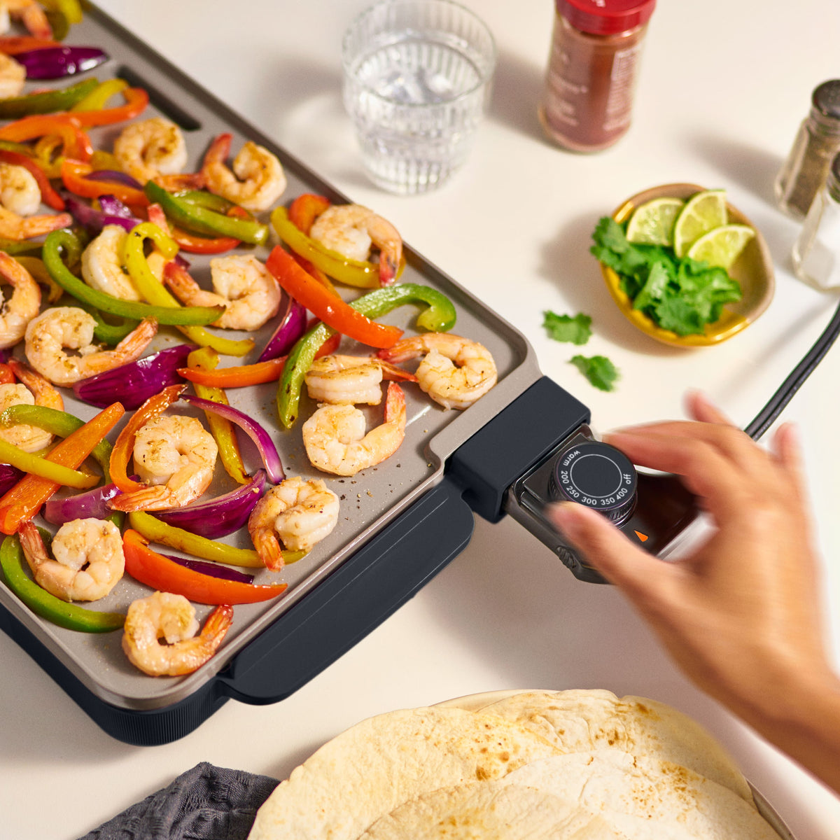 Bella - 10" x 20" Electric Griddle with Warming Tray - Slate