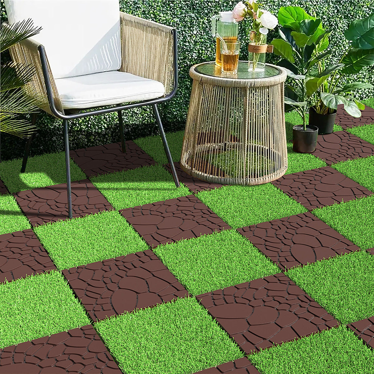 Stone Texture Patio Deck Tiles, Diy Module Interlocking Decking Floor Tiles