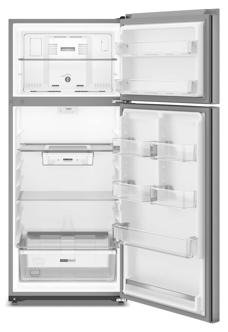 Whirlpool - 28 in. Wide 18.0 cu. ft. Top-Freezer Counter-Depth Refrigerator with Total Coverage Cooling - Fingerprint-Resistant Stainless Finish