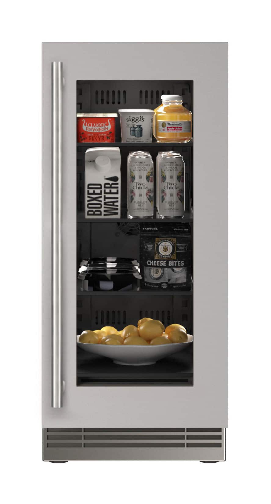 U-Line - 15"W. 2.8 Cu.Ft. Built-In Frame w. Glass Compact Refrigerator - Stainless Steel