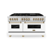 ZLINE - 60 in. Wide 8 Burner Autograph Legacy Dual Fuel Range & White & Bronze Accents (RAZ-WM-60-CB) - Multicolor