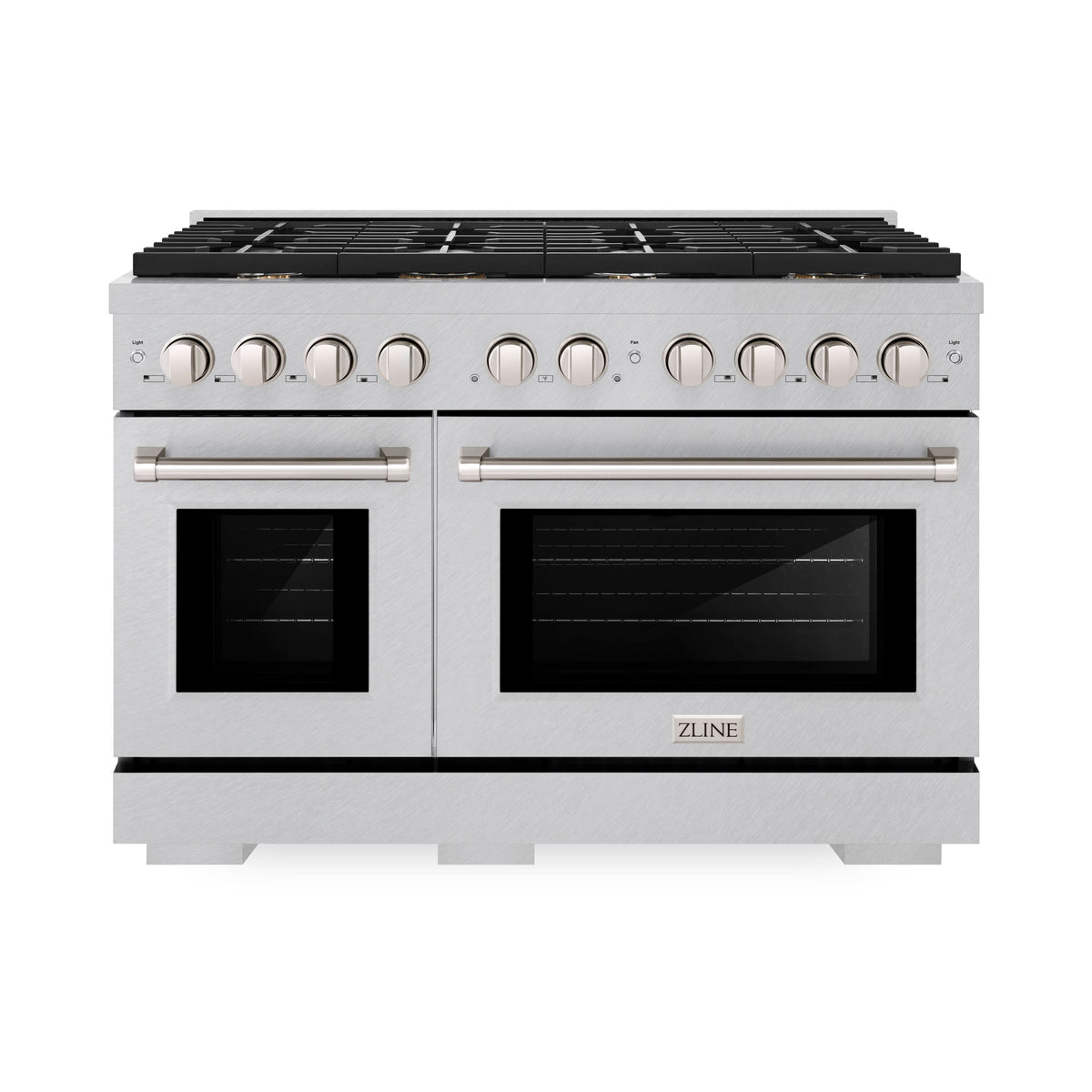 48 in. Wide 8 Burner ZLINE Paramount Double Oven Dual Fuel Satin Steel Range  (SDRS-BR-48) - Stainless Steel