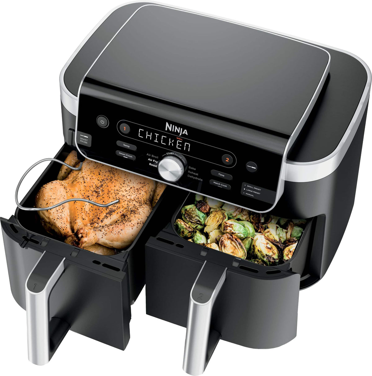 Ninja - DualZone Smart XL 6-in-1 Air Fryer, 10-qt Capacity with Thermometer - Black