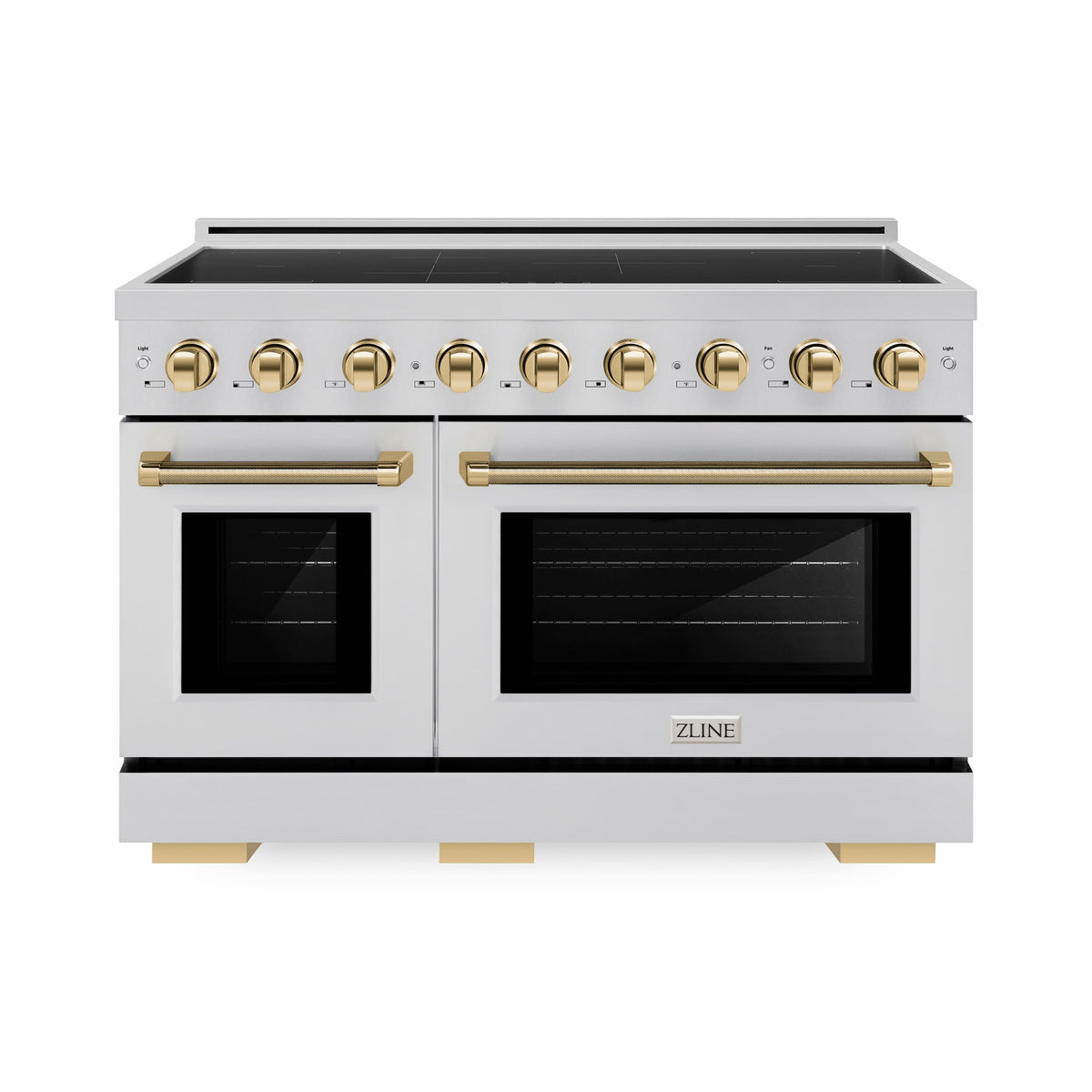 ZLINE - Autograph 48 in. 6.7 cu. ft. Paramount Freestanding Induction Range with 7 Elements and Polished Gold Helix Handles - Stainless Steel