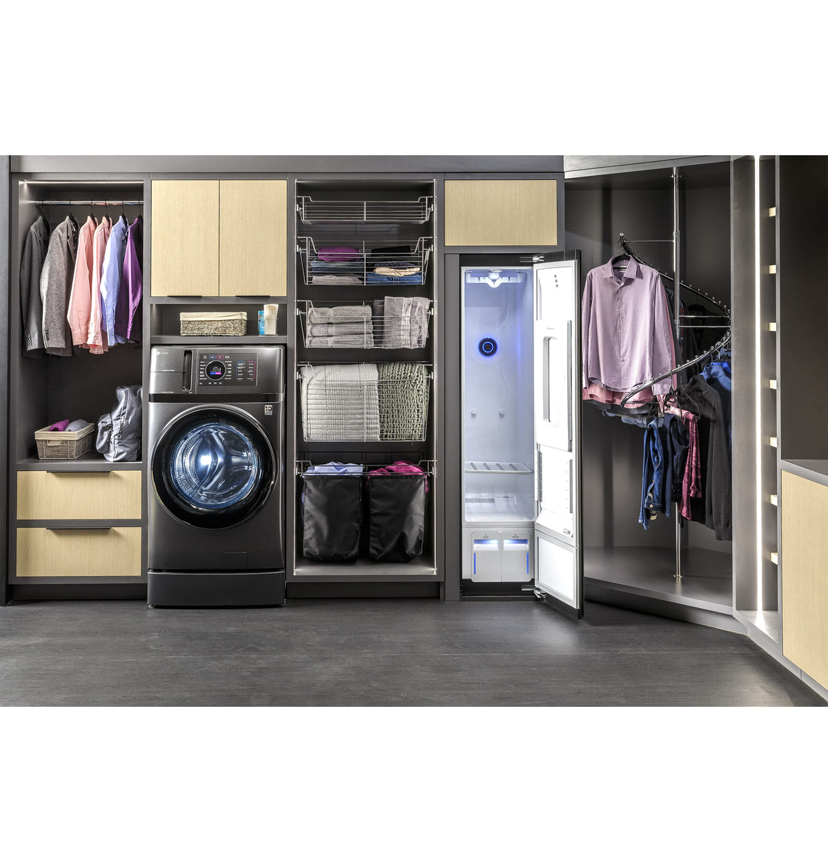 GE Profile - Steam Closet with Fabric Refresh - Mirrored Carbon