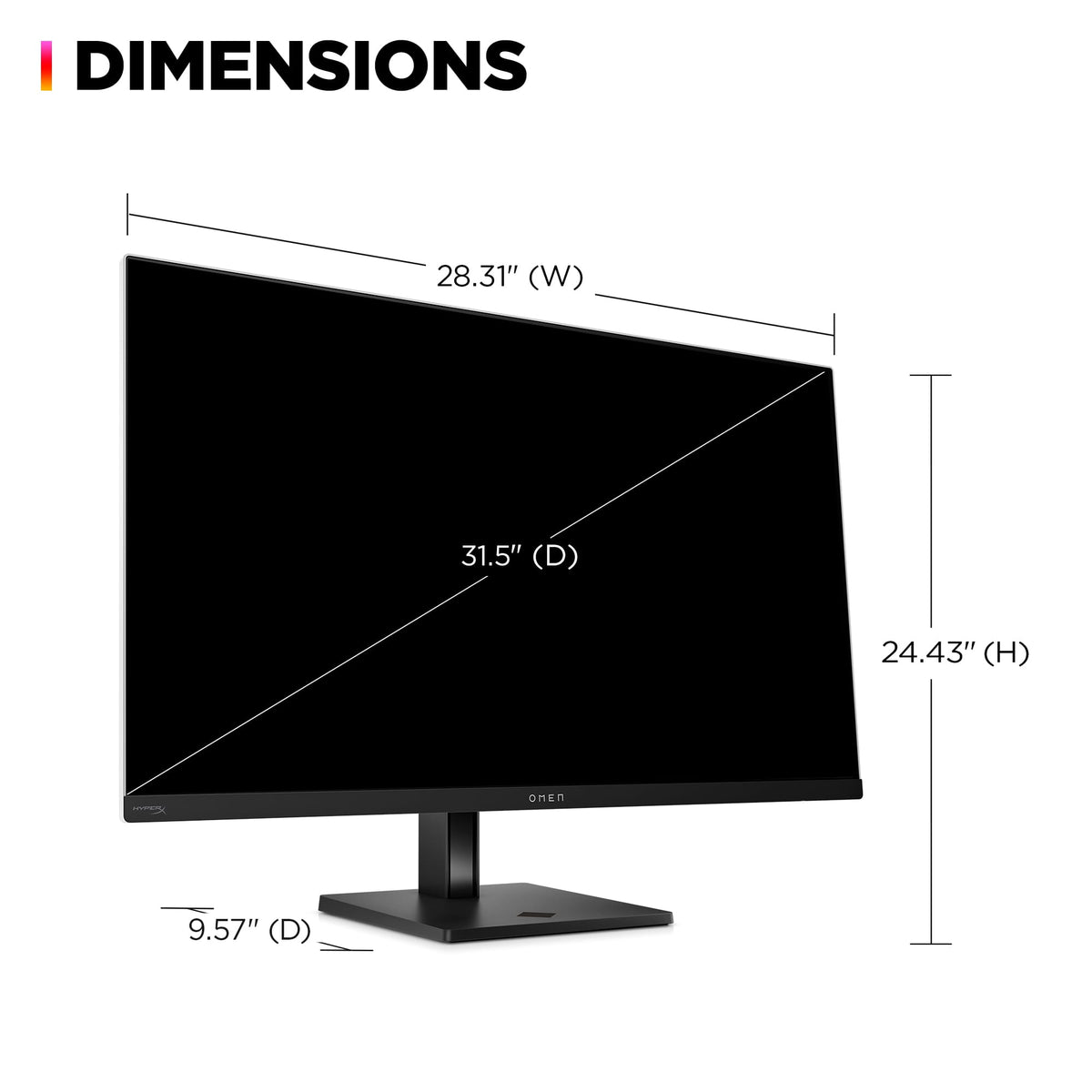 HP OMEN - Transcend 31.5" QD-OLED 4K UHD 240Hz G-SYNC Compatible Gaming Monitor with Adjustable Height - Black/White