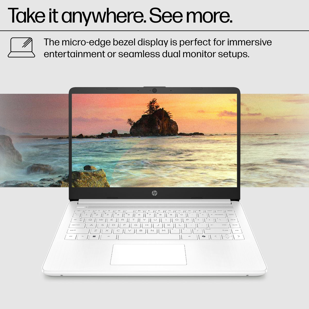 HP - 14" Laptop - Intel Celeron N4500 2021 - 4GB Memory - 64GB eMMC - Snowflake White