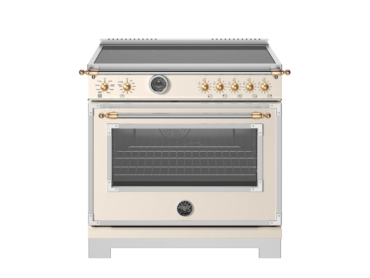 Bertazzoni - 36" Heritage Series Induction Range - Avorio/Gold - Ivory