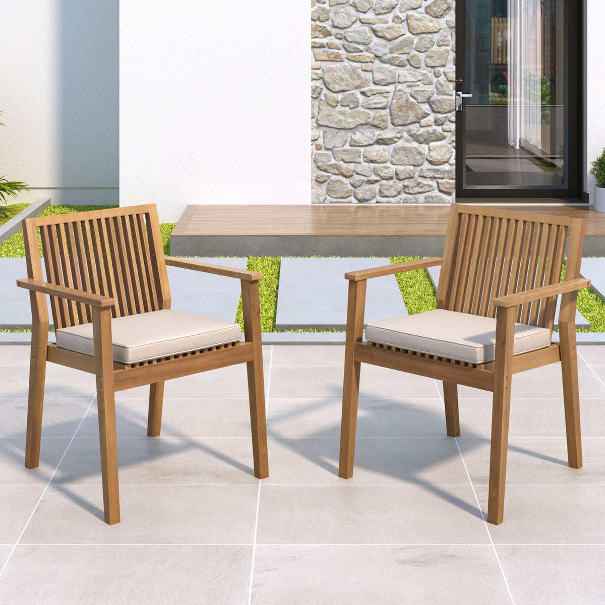 Patio Dining Chair, Comfortable Waterproof Seating (Set of 2)