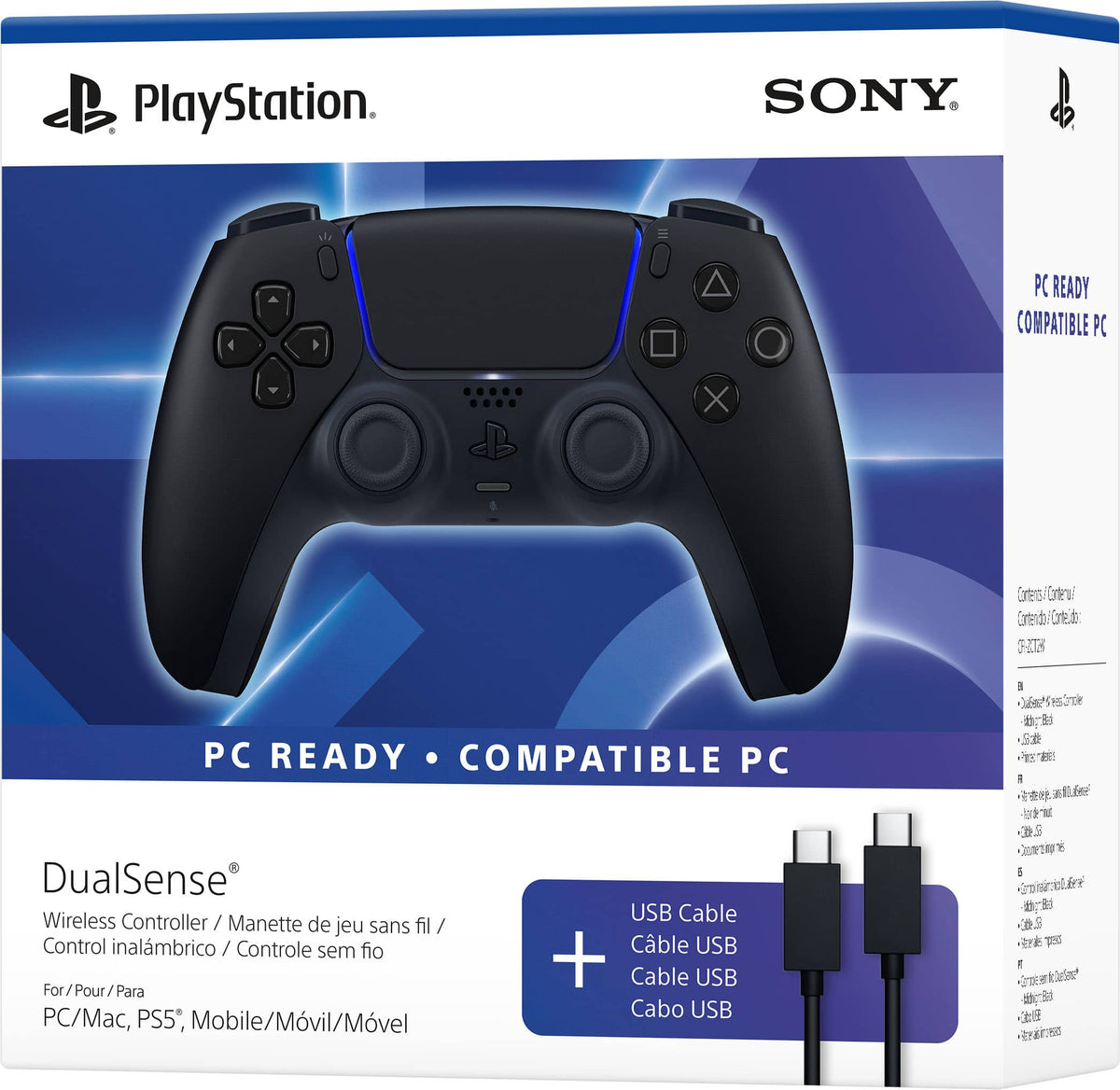 Sony Interactive Entertainment - DualSense Wireless Controller + USB Cable, PC Ready - Black
