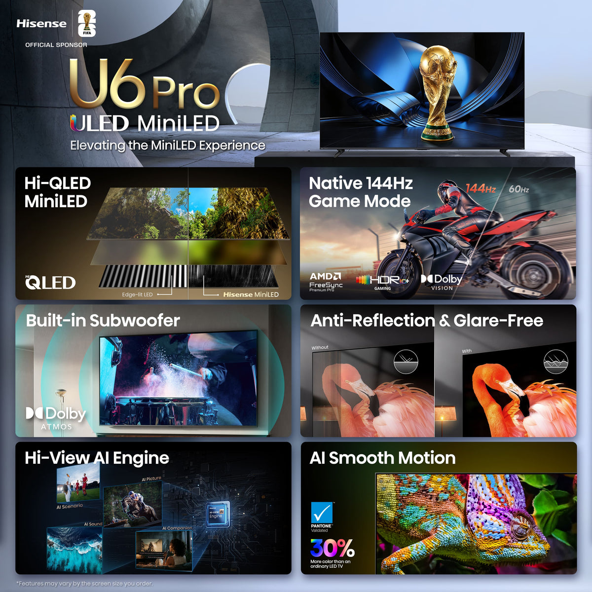 Hisense - 55" Class U6 Pro MiniLED Series QLED 4K UHD Smart Fire TV (2026)