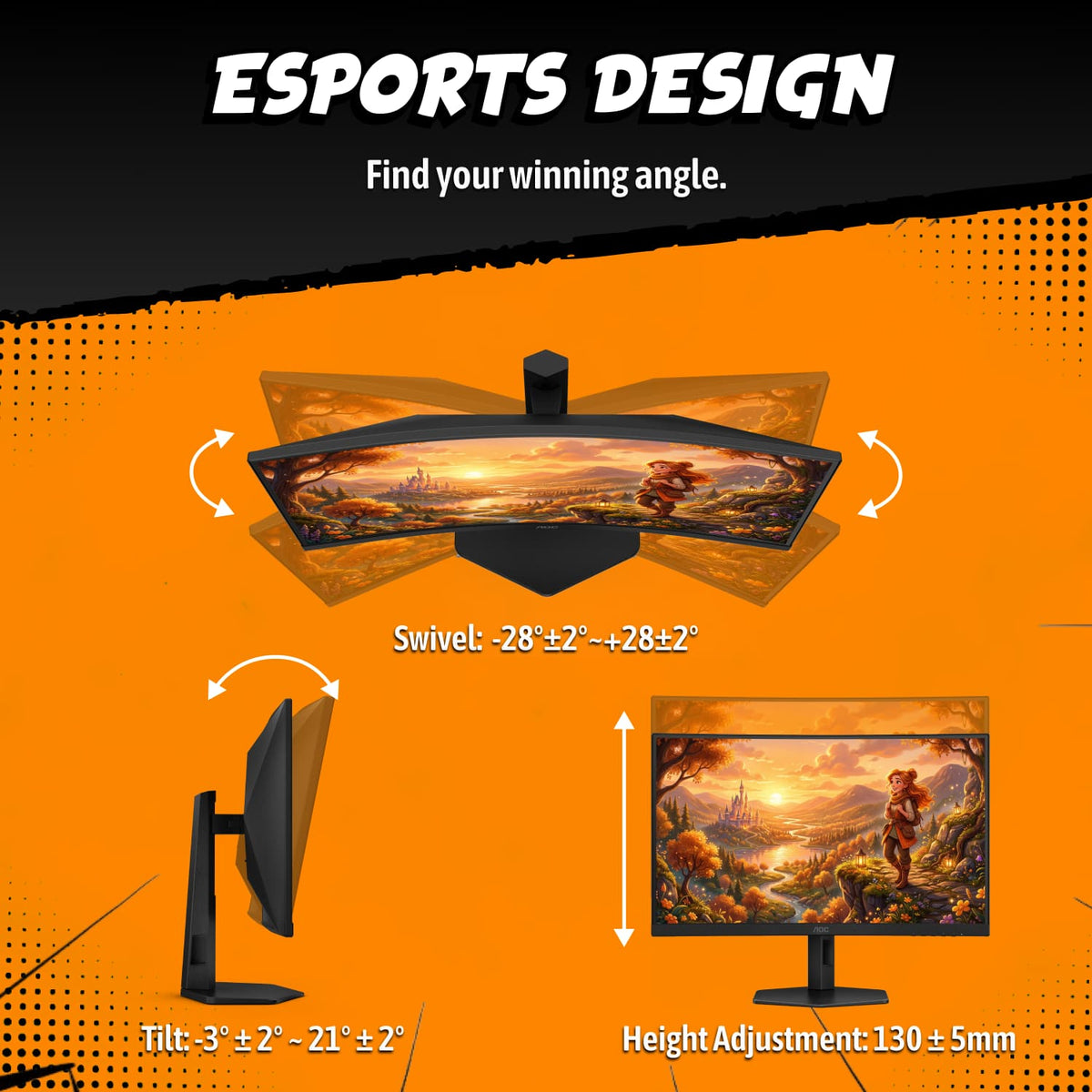 AOC - C27G4HX 27" VA Panel Curved Gaming Monitor, LED, FHD (1920x1080), 200Hz, 0.5ms, Freesync - Black