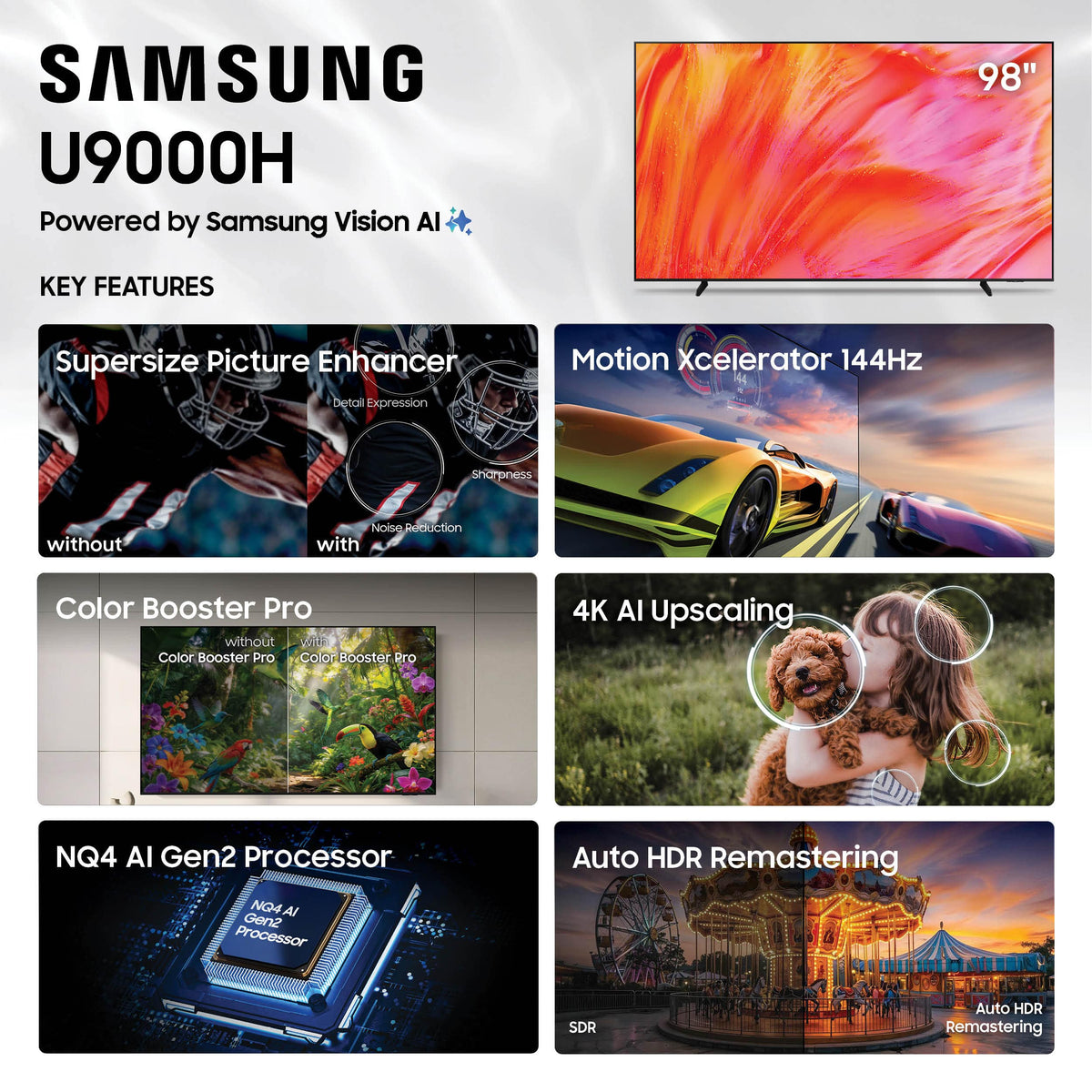 Samsung - 98” Class U9000H Series Crystal UHD 4K Smart Tizen TV (2026)