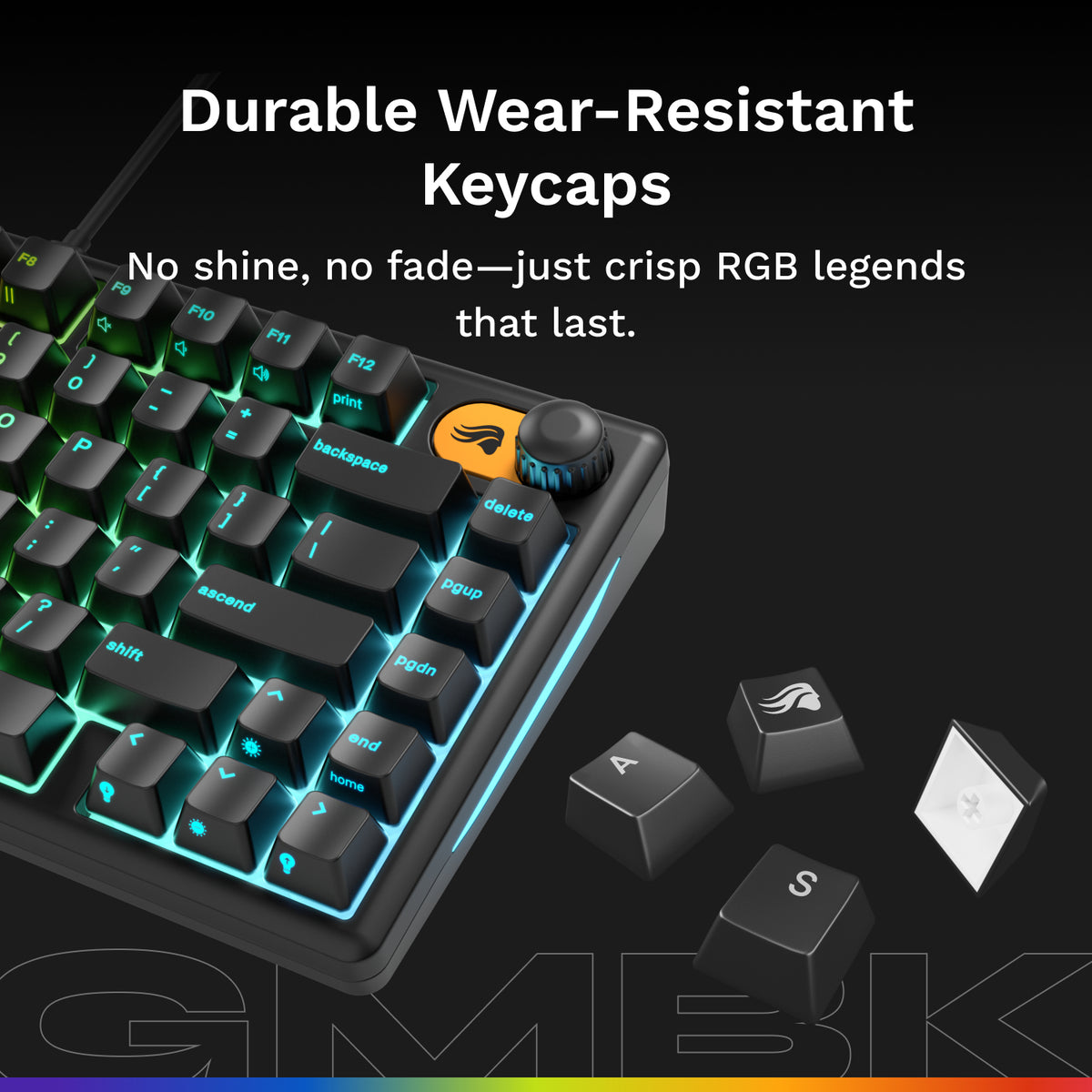 Glorious - GMBK 75% Wired Membrane Gaming Keyboard with Swappable MX-Compatible Keycaps - Black