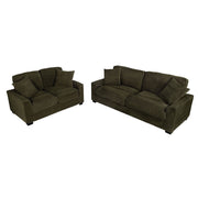 Sofa & Loveseat 2 Piece Set With Accent Pillows - Forest Green