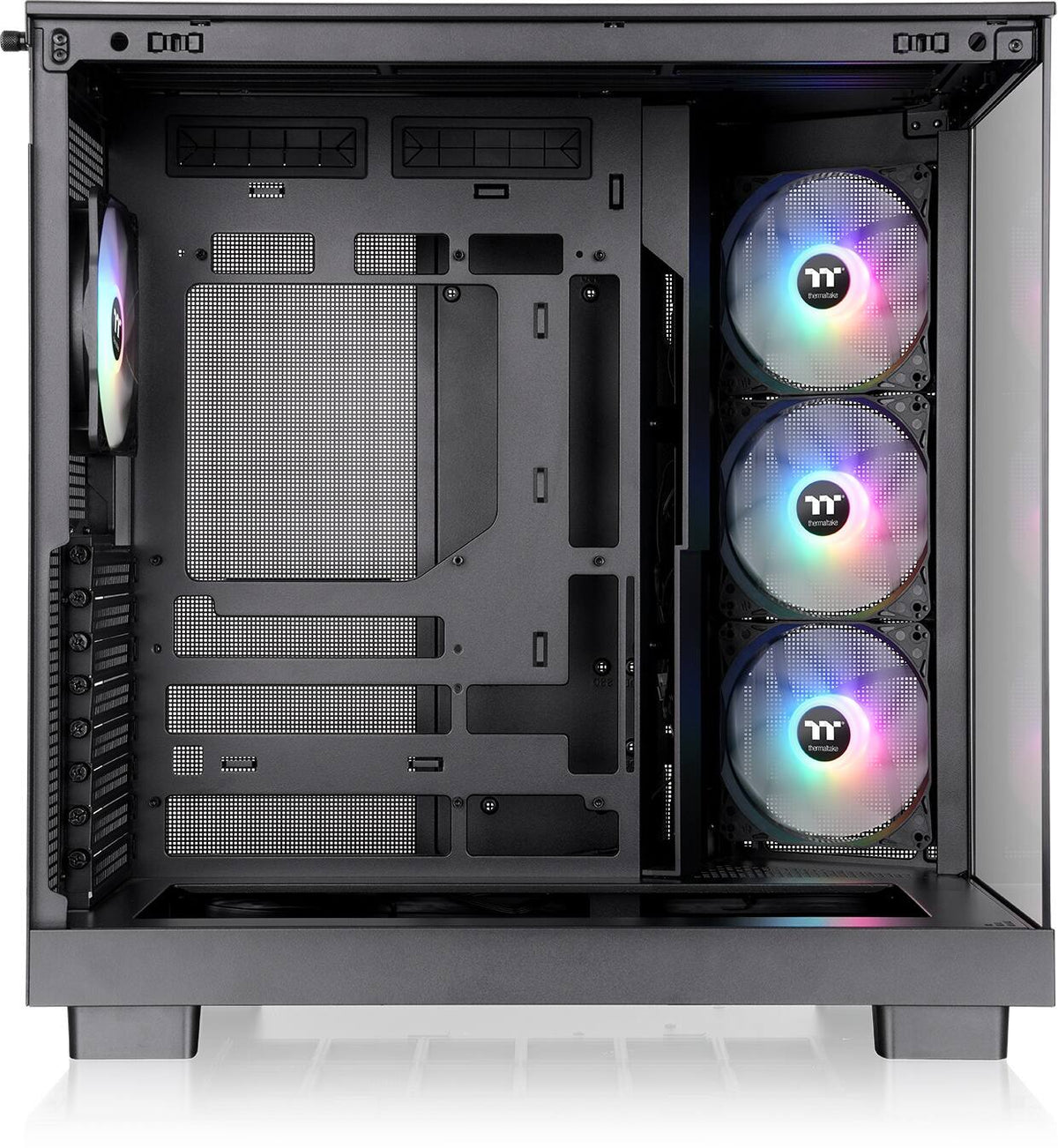 Thermaltake - View 380 XL TG ARGB Dual-Chamber Chassis with Hidden-Connector Motherboard Support ATX Mid Tower PC Case - Black