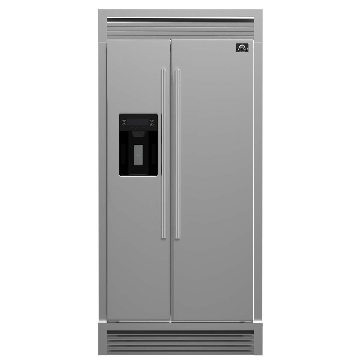 Forno Appliances - 36 in. Wide Salerno 20 Cu. Ft. Side-by-Side Refrigerator with Extendable Decorative Trim Grill - Stainless Steel