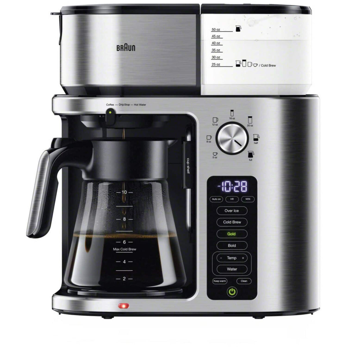 Nespresso - MultiServe Plus 10- Cup Pod Free Drip Coffee Maker, 7 Brew Sizes / Hot & Cold Brew & Hot Water for Tea - Stainless Steel
