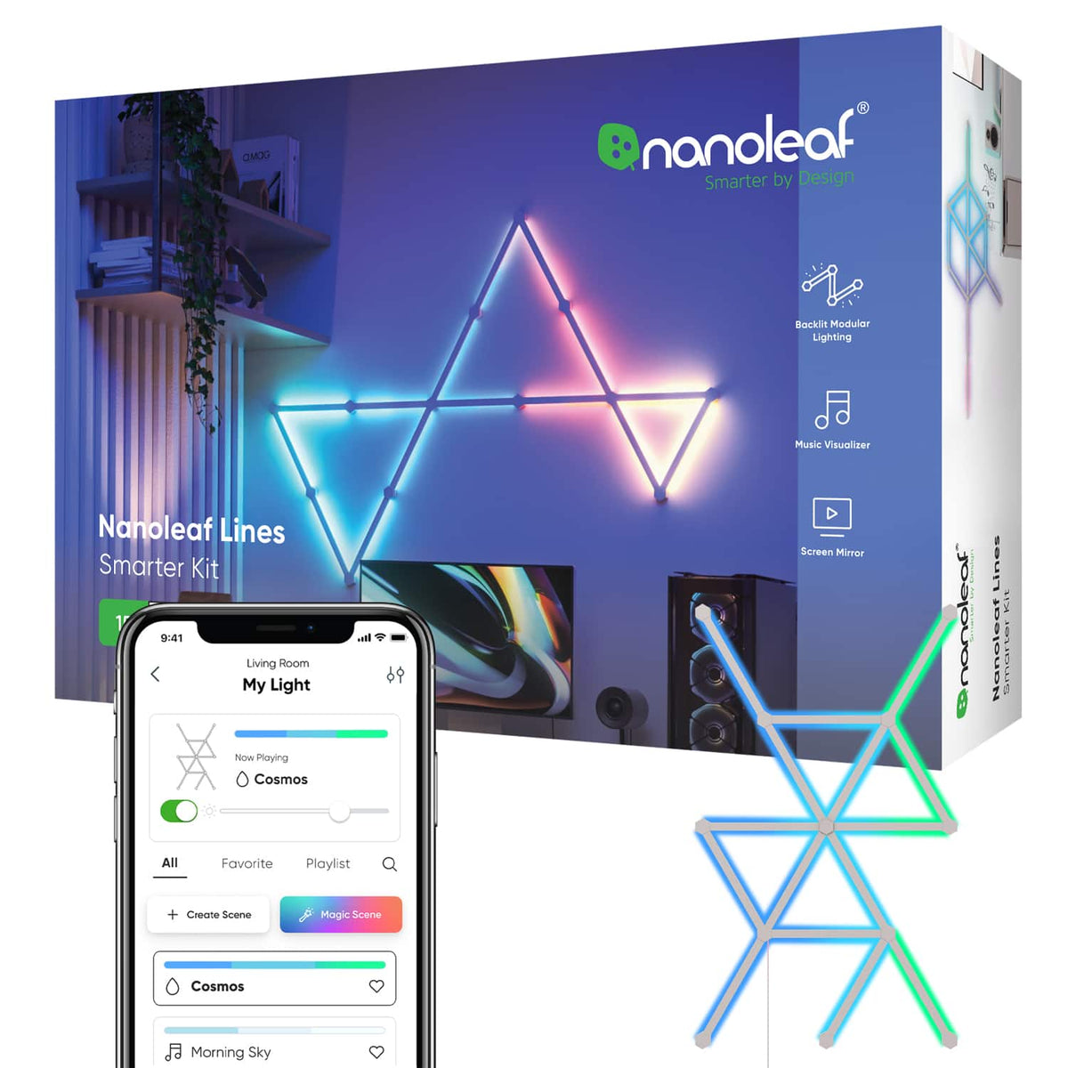 Nanoleaf - Lines 60 Degrees Smarter Kit (15 Light Lines) - Multicolor