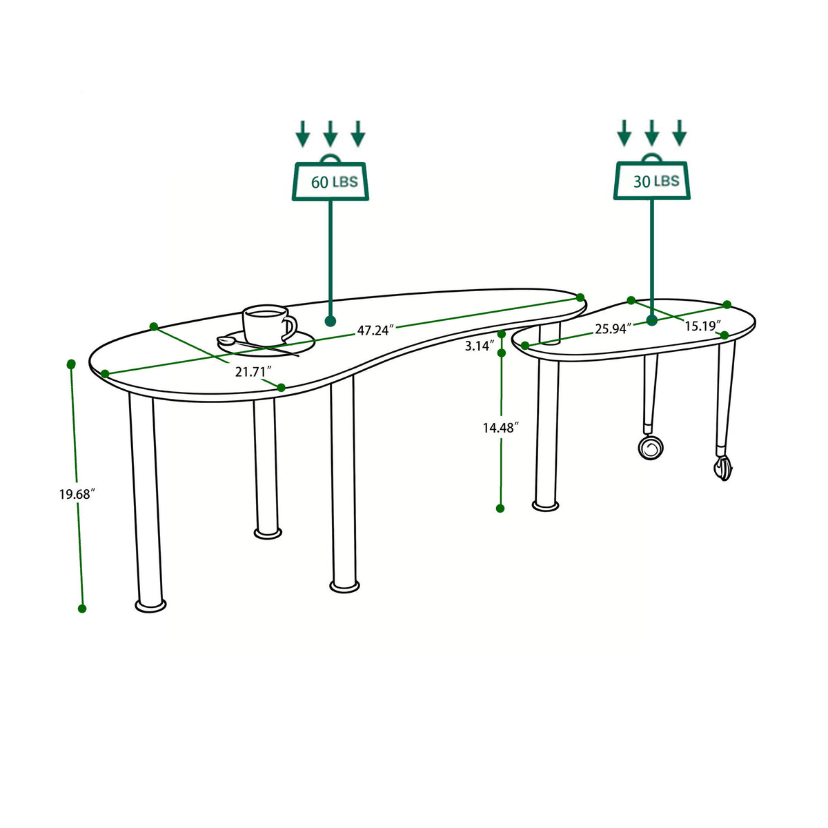 Mesa de cóctel giratoria con patas sólidas, 360 grados de rotación