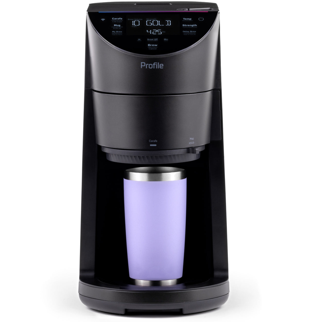 GE Profile - Grind and Brew 10-Cup and Single Serve Brewer with 6 Option Adjustable Burr Grinder - Carbon Black