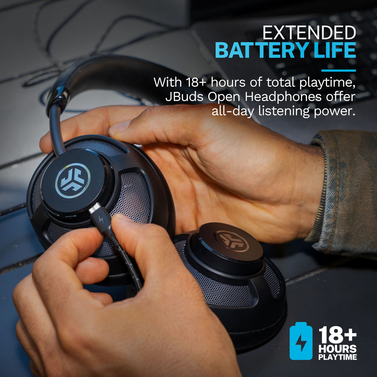 JLab - JBuds Open Wireless Open-Ear Headphones - Black