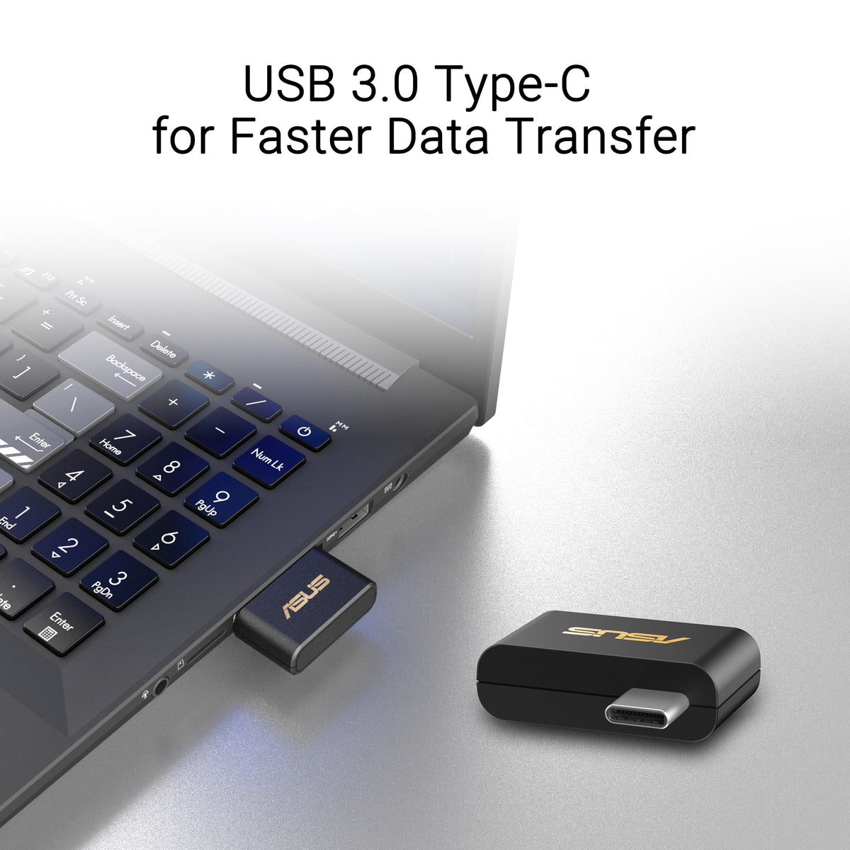 ASUS - USB-BE93 Mini Tri-Band Wi-Fi 7 Nano USB-C Network Adapter - Black