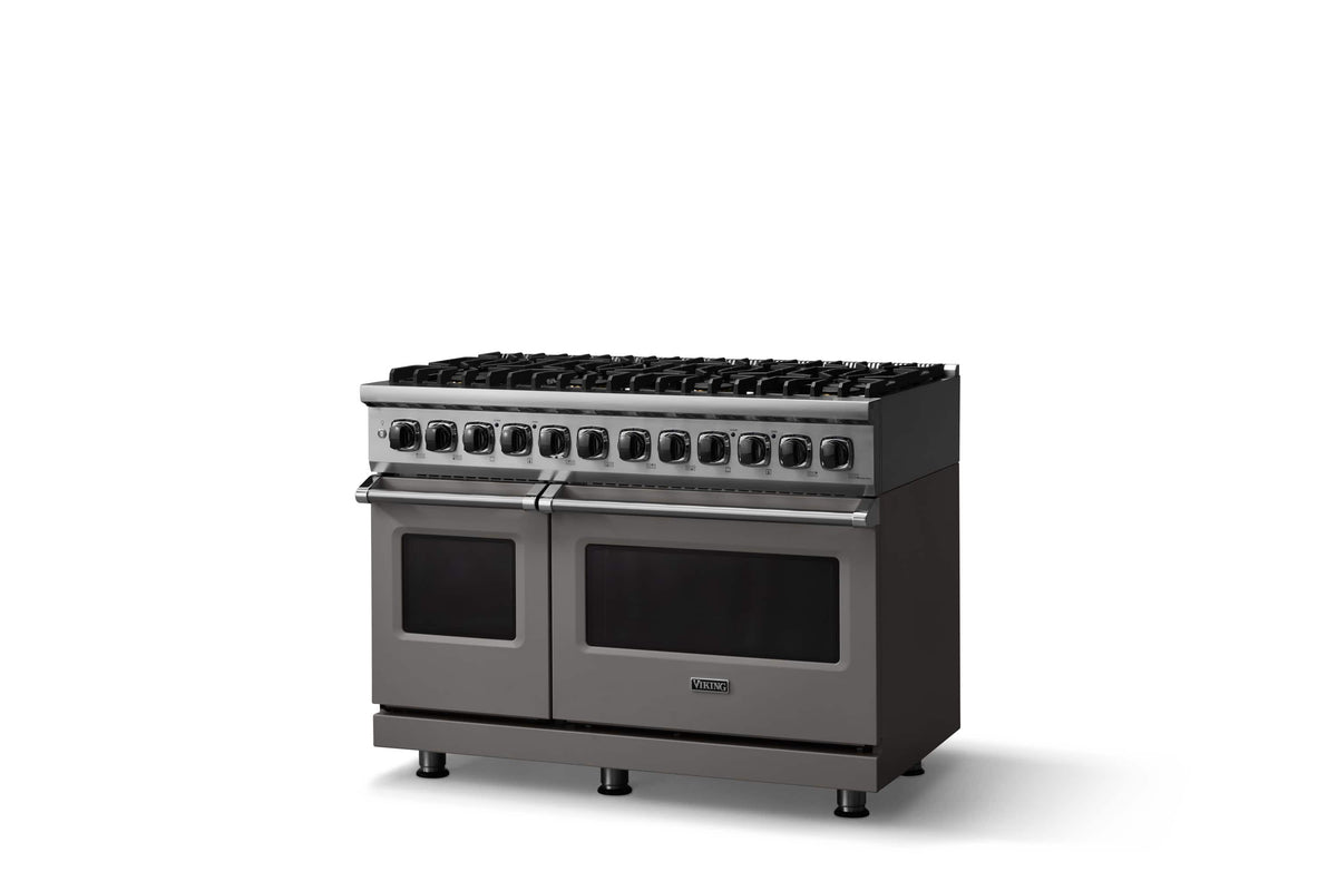 Viking - 48 in. Wide 8 Burner 5-Series Gas Open Burner Range - Damascus Gray
