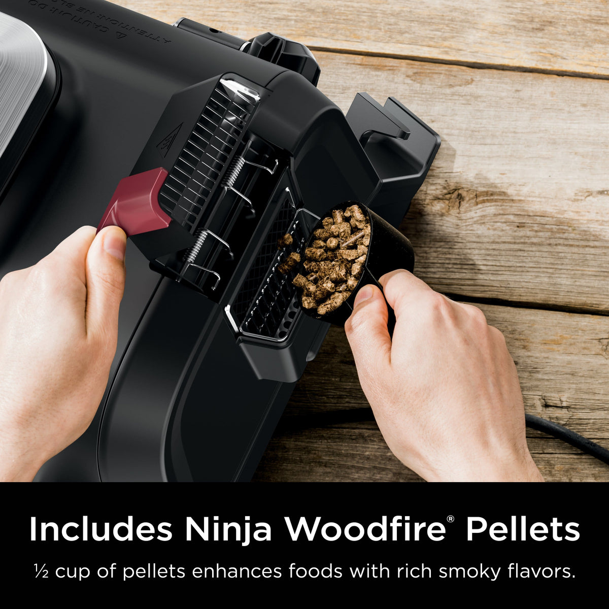 Ninja - Woodfire Outdoor Grill & Smoker, 4-in-1 Functionality, Authentic Woodfire Flavors, Electric Heat - Black
