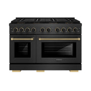 ZLINE - 48 in. Wide 8 Burner Designer 6.7 cu. ft. Freestanding DuoPro Dual Fuel Range with with Black and Bronze Accents - Black Satin Stainless Steel