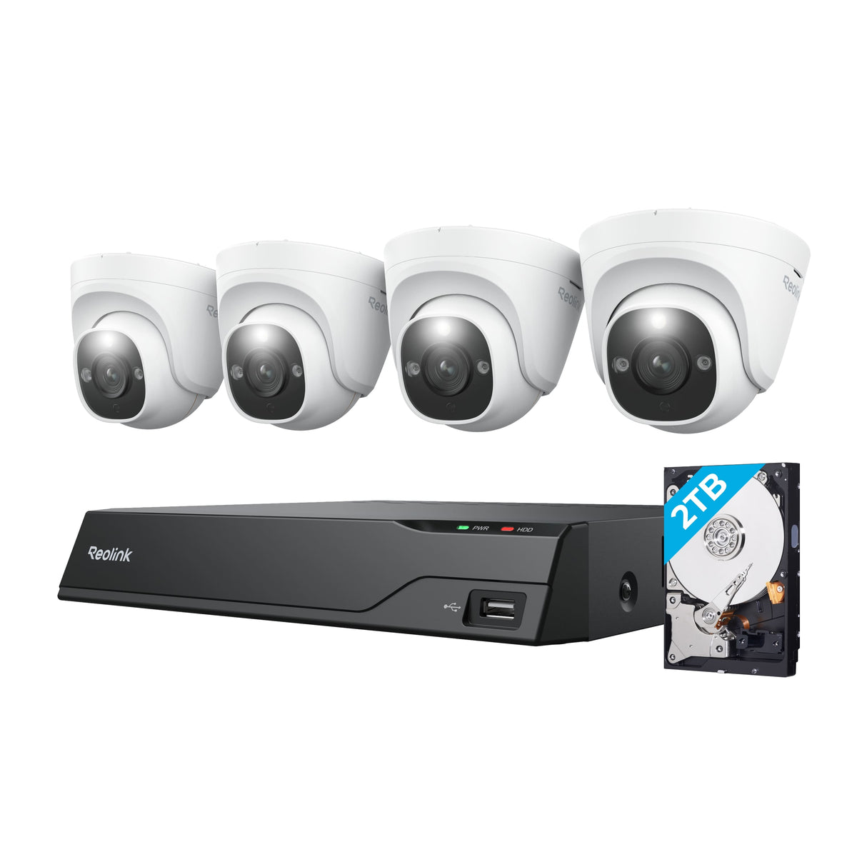 Reolink - 8-Channel, 4 - Dome Camera Indoor/Outdoor 4K 8MP PoE 2TB Smart NVR Security Surveillance System - White