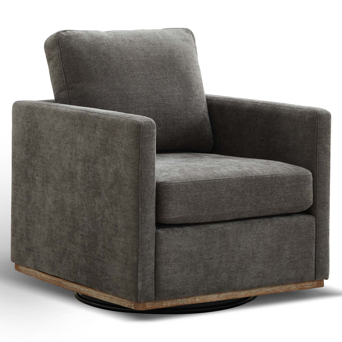 Sillón decorativo giratorio tapizado de forma cuadrada