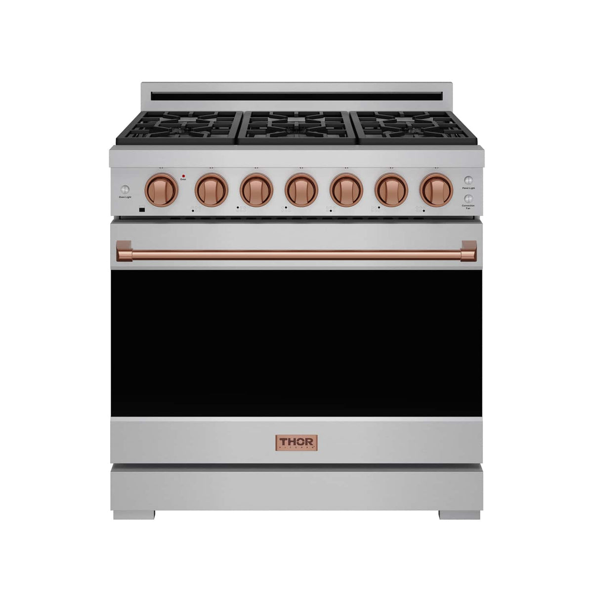 36 in. Wide 6 Burner Gordon Ramsay Series by Thor Kitchen 6.0 Cu. Ft Freestanding Gas Range with Rose Gold Hardware - Stainless Steel