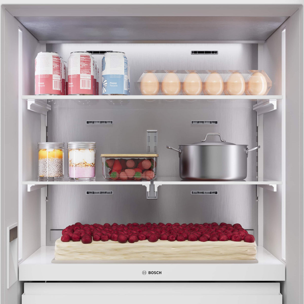 Bosch - Benchmark Series 30 in. Wide 16.5 Cu. Ft. Bottom Freezer Built-in Smart Refrigerator - Custom Panel Ready