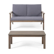 Avacyn - Outdoor Loveseat And Coffee Table Set With Cushions - Dark Gray