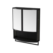 Arched Glass Double Door Wardrobe With Shatterproof Mirror, Open Shelf & Towel Rack