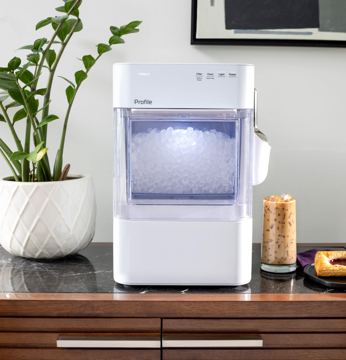 GE Profile - Opal 2.0 Ultra Nugget Ice Maker with Scale Inhibiting Filter - Stone White