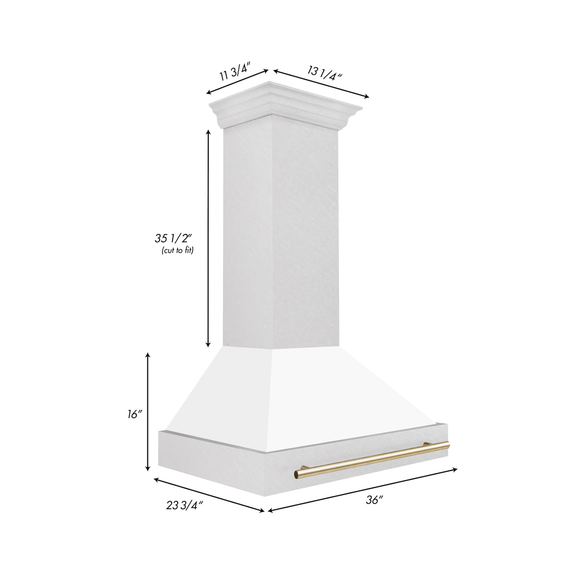 ZLINE Autograph Edition - 36 inches - Externally Vented - Wall Range Hood - Satin Stainless Steel with White Matte Shell