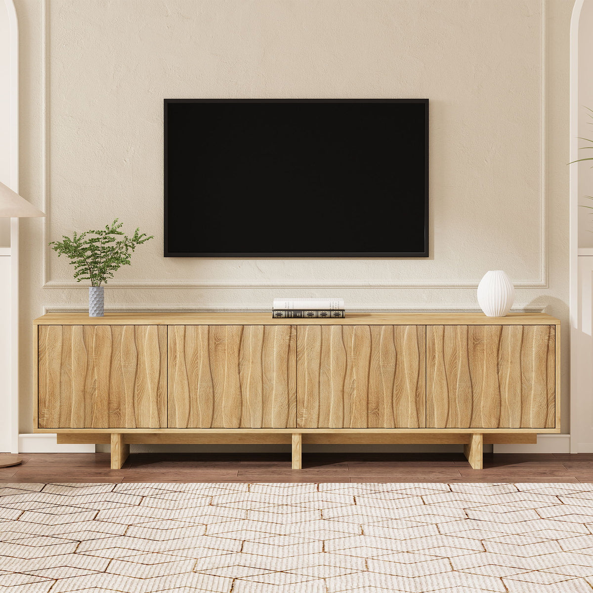 Mueble de TV estilo retro con puerta ondulada