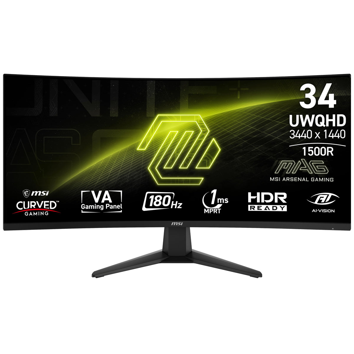 MSI - MAG 346CQ 34" LCD UWQHD 180Hz 1ms Adaptive Sync Gaming Monitor with HDR ready (DisplayPort, HDMI) - Metallic Black