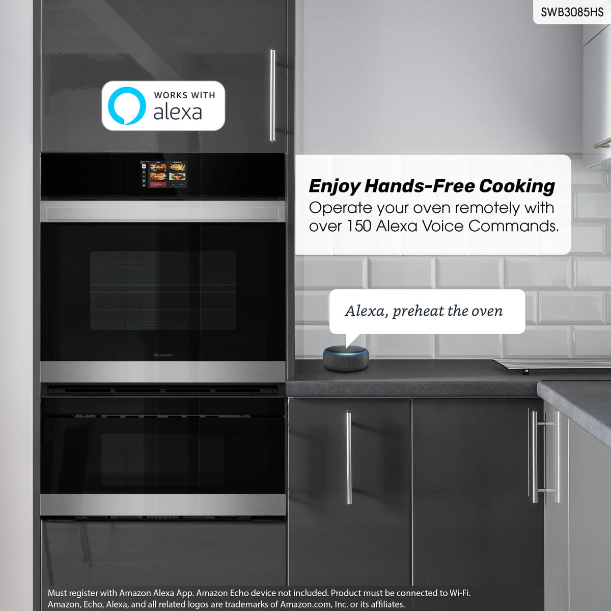 Sharp - 30 In Smart Convection Wall Oven and Microwave Drawer Combination for Single Cutout with Alexa Compatibility (SWB3085HS) - Stainless Steel